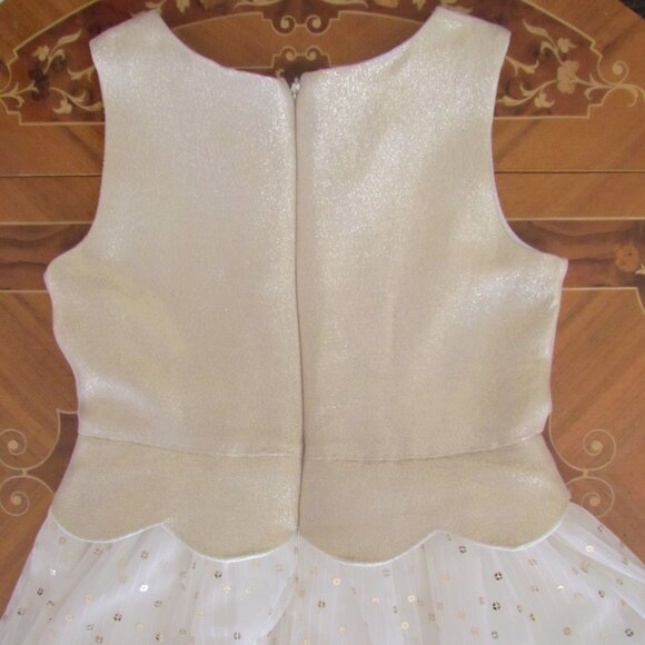 GIRL'S WHITE & GOLD DRESS, 7/8, CAT & JACK CHRISTMAS SPECIAL OCCASION WEDDING - Picture 7 of 7